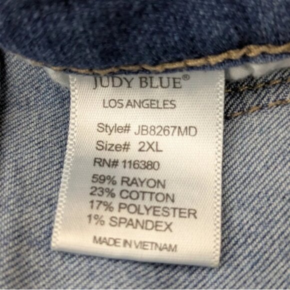 Judy Blue Destroyed Hem High Rise Stretch Distressed Jeans Women's Size 2XL - Picture 5 of 5